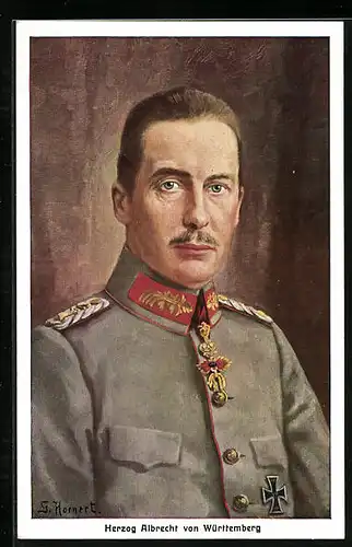 Künstler-AK Herzog Albrecht von Württemberg in Uniform