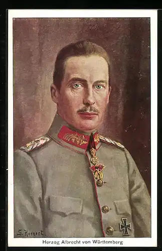Künstler-AK Herzog Albrecht von Württemberg in Uniform