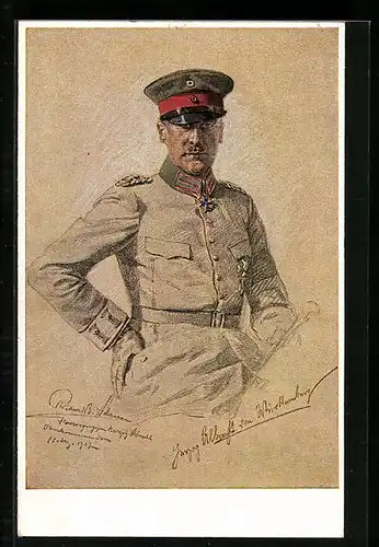 Künstler-AK Herzog Albrecht von Württemberg in Uniform