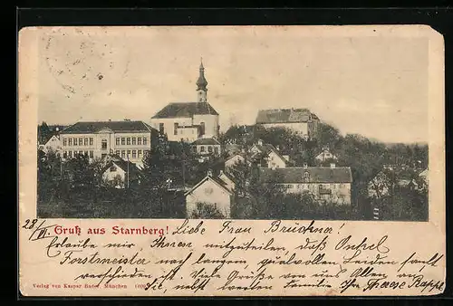 AK Starnberg, Ortsansicht mit Kirche