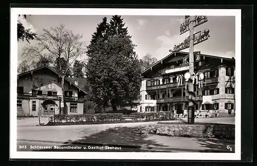 AK Schliersee, Bauerntheater und Gasthof Seehaus