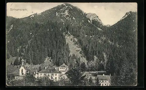 AK Birkenstein, Ortsansicht mit Bergpanorama