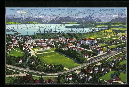 AK Tutzing am Starnbergersee, Totalansicht mit Bergpanorama