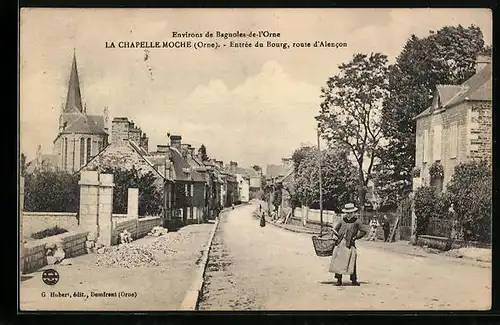 AK La Chapelle-Moche, Entree du Bourg, route d`Alencon