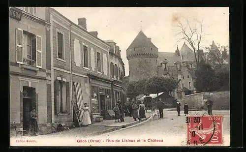 AK Gacé, Rue de Lisieux et le Chateau