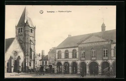 AK Longny, Mairie et Eglise