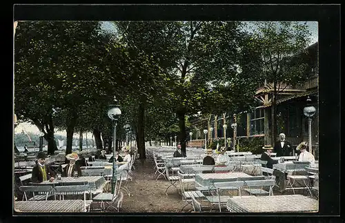 AK Treptow, Gasthaus Altes Eierhäuschen mit Terrasse