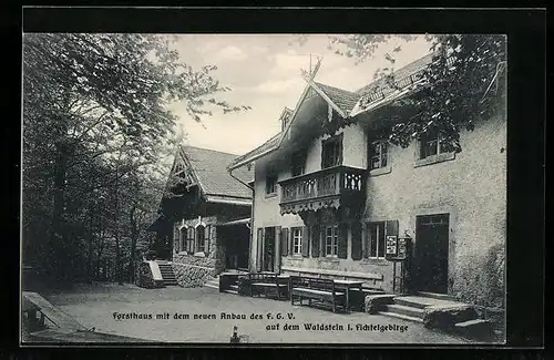 AK Waldstein i. Fichtelgebirge, Forsthaus mit neuem Anbau des D. G. V.