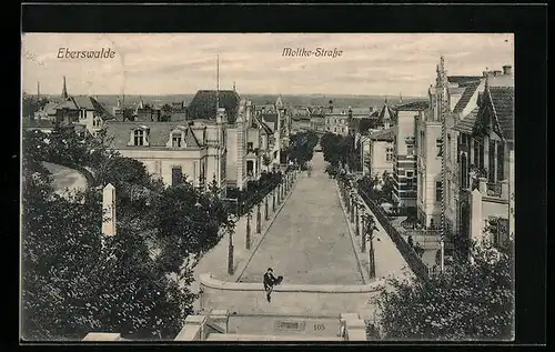 AK Eberswalde, Moltke-Strasse aus der Vogelschau