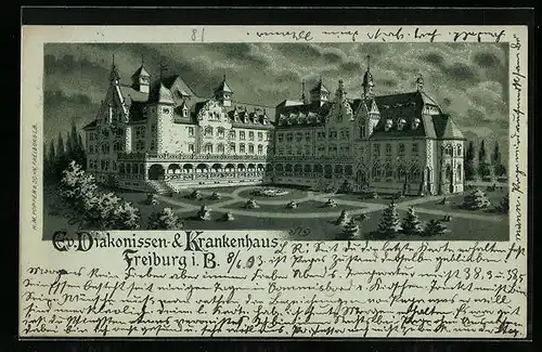 Lithographie Freiburg i. B., Ev. Diakonissen- & Krankenhaus