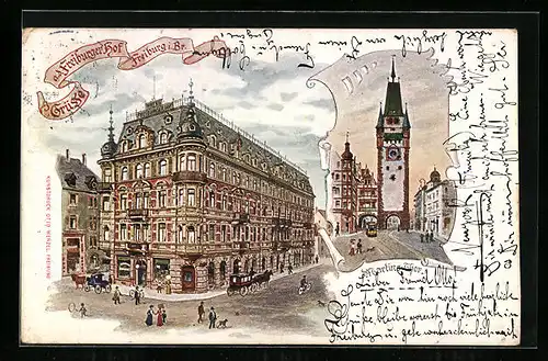 Lithographie Freiburg i. Br., Freiburger Hof, Martinstor