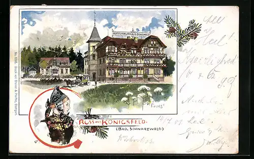 Lithographie Königsfeld /Bad. Schwarzwald, Hotel & Kurhaus Doniswald