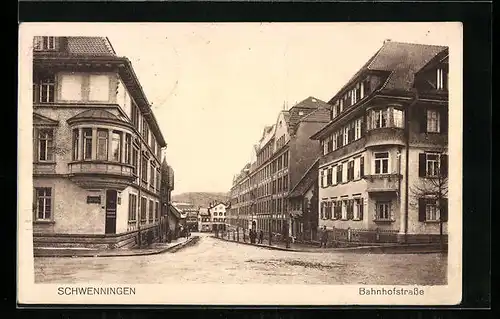 AK Schwenningen, Bahnhofstrasse mit Kienzle Uhren-Fabriken