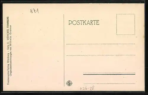 Steindruck-AK Kitzingen a. M., Teilansicht der Orstchaft