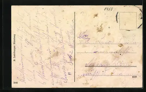 Passepartout-AK Kaufbeuren, Panorama, Rathaus, Jordan-Anlage, Eisernes Kreuz 1914