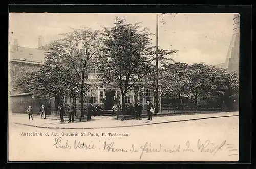 AK Hamburg-St.Pauli, Gasthaus Ausschank der Actien Brauerei von H. Tiedemann