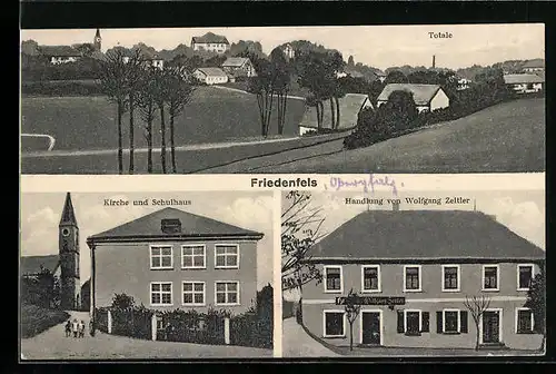 AK Friedenfels, Handlung von Wolfgang Zeitler, Kirche und Schulhaus, Ortsansicht