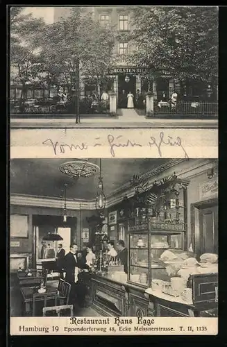 AK Hamburg-Eimsbüttel, Restaurant Hans Egge, Eppendorferweg 48 Ecke Meissnerstrasse