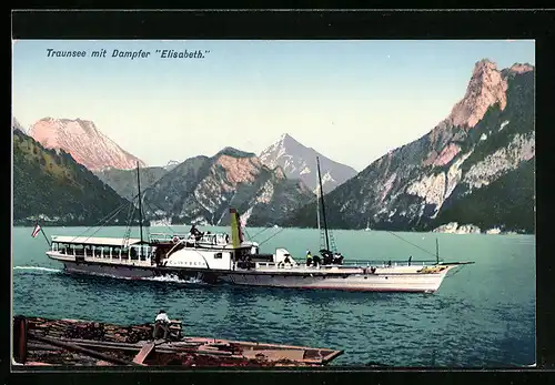 AK Dampfer Elisabeth auf dem Traunsee