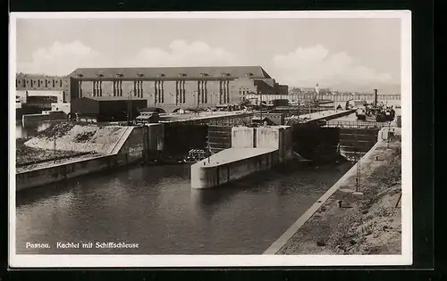 AK Passau, Kraftwerk Kachlet mit Schiffsschleuse