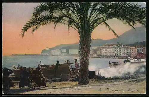 AK S. Margherita Ligure, Strassenpartie am Gewässer