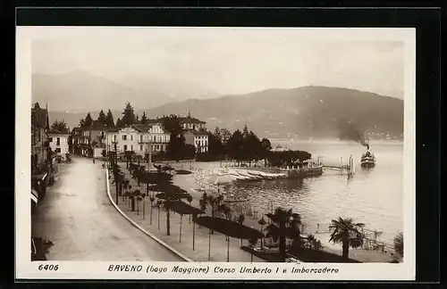 AK Baveno /Lago Maggiore, Corso Umberto I e Imbarcadero