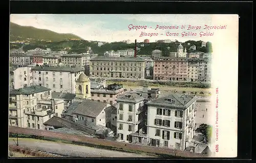 AK Genova, Panorama di Borgo Incrociati, Bisagno - Corso Galileo Galilei