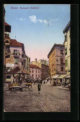 AK Bozen, Verkaufsstände auf dem Obstmarkt