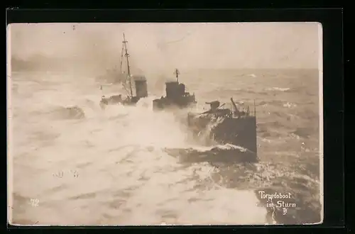 AK Torpedoboot im Sturm