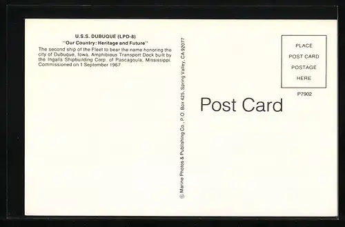 AK USS Dubuque LPD-8, Kriegsschiff