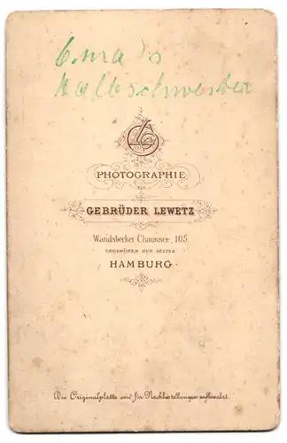 Fotografie Gebrüder Lewetz, Hamburg, Wandsbecker Chaussée 105, Junge Dame im modischen Kleid