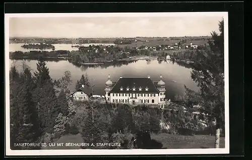 AK Seehausen a. Staffelsee, Ortsansicht mit Sanatorium St. Uli