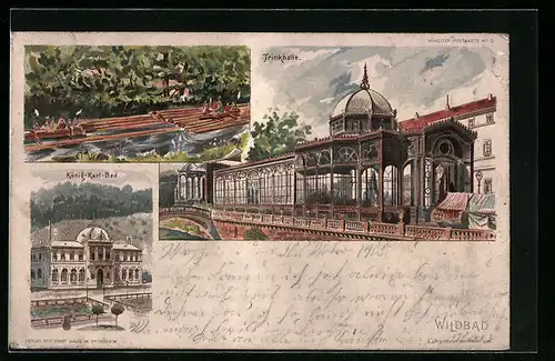 Lithographie Wildbad, König-Karl-Bad, Trinkhalle