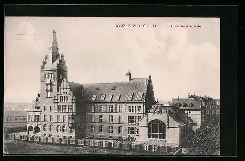 AK Karlsruhe i. B., Partie an der Goethe-Schule