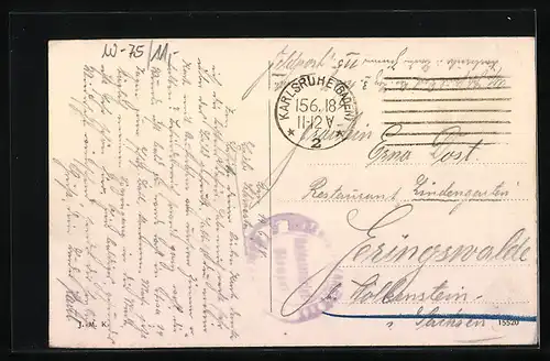 AK Karlsruhe i. B., Partie an der Goethe-Schule