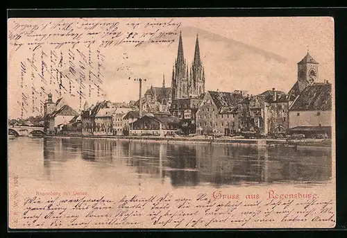 AK Regensburg a. D., Teilansicht mit Dom