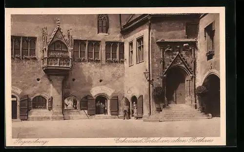 AK Regensburg, Erker und Portal am alten Rathaus