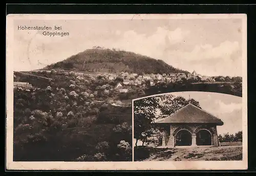 AK Göppingen, Blick zum Hohenstaufen, Schutzhaus