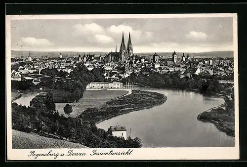 AK Regensburg, Gesamtansicht mit Dom