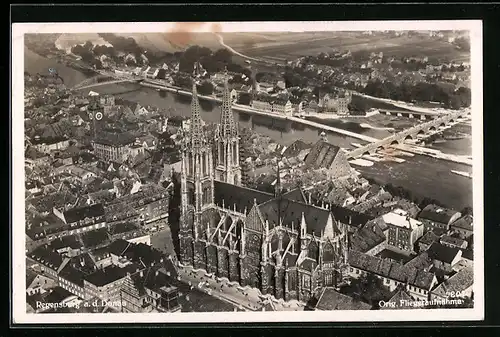 AK Regensburg, Teilansicht mit Dom
