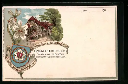 Lithographie Eisenach, Lutherstube a. d. Wartburg, Blume
