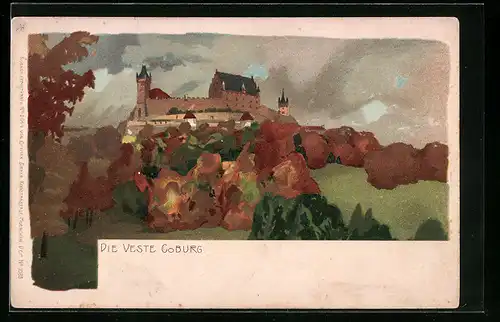 Künstler-AK Coburg, Blick auf das Schloss