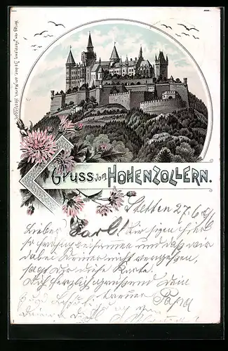 Lithographie Hohenzollern, Schloss Hohenzollern