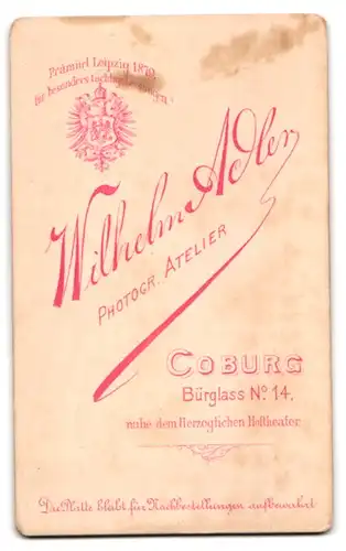 Fotografie Wilhelm Adler, Coburg, kleines Kind mit Schaukelpferd im Atelier