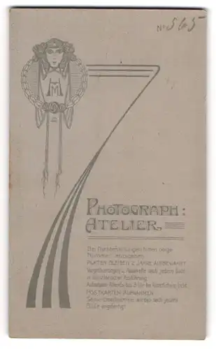 Fotografie Photog. Atelier, Potsdam, Frauenkopf im Jungendstil