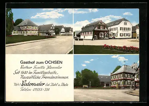 AK Bodersweier, Pension-Gasthof Zum Ochsen, Telefonzelle
