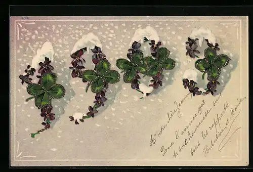 AK Jahreszahl 1903 aus Blüten und Kleeblättern
