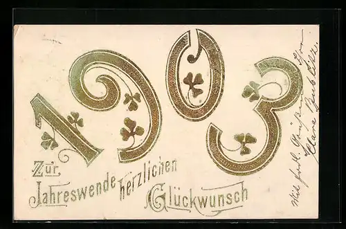 AK Jahreszahl 1903, Jahreswende