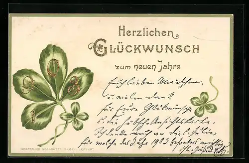 AK Jahreszahl 1903 mit Kleeblättern