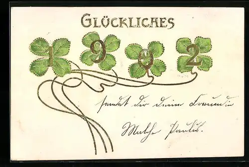 AK Glückliches 1902 mit Kleeblättern